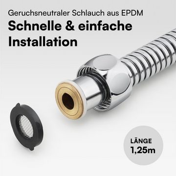 H&S Brauseschlauch H&S Edelstahl-Ersatzbrauseschlauch 1,75m mit Knickschutz - Chrom