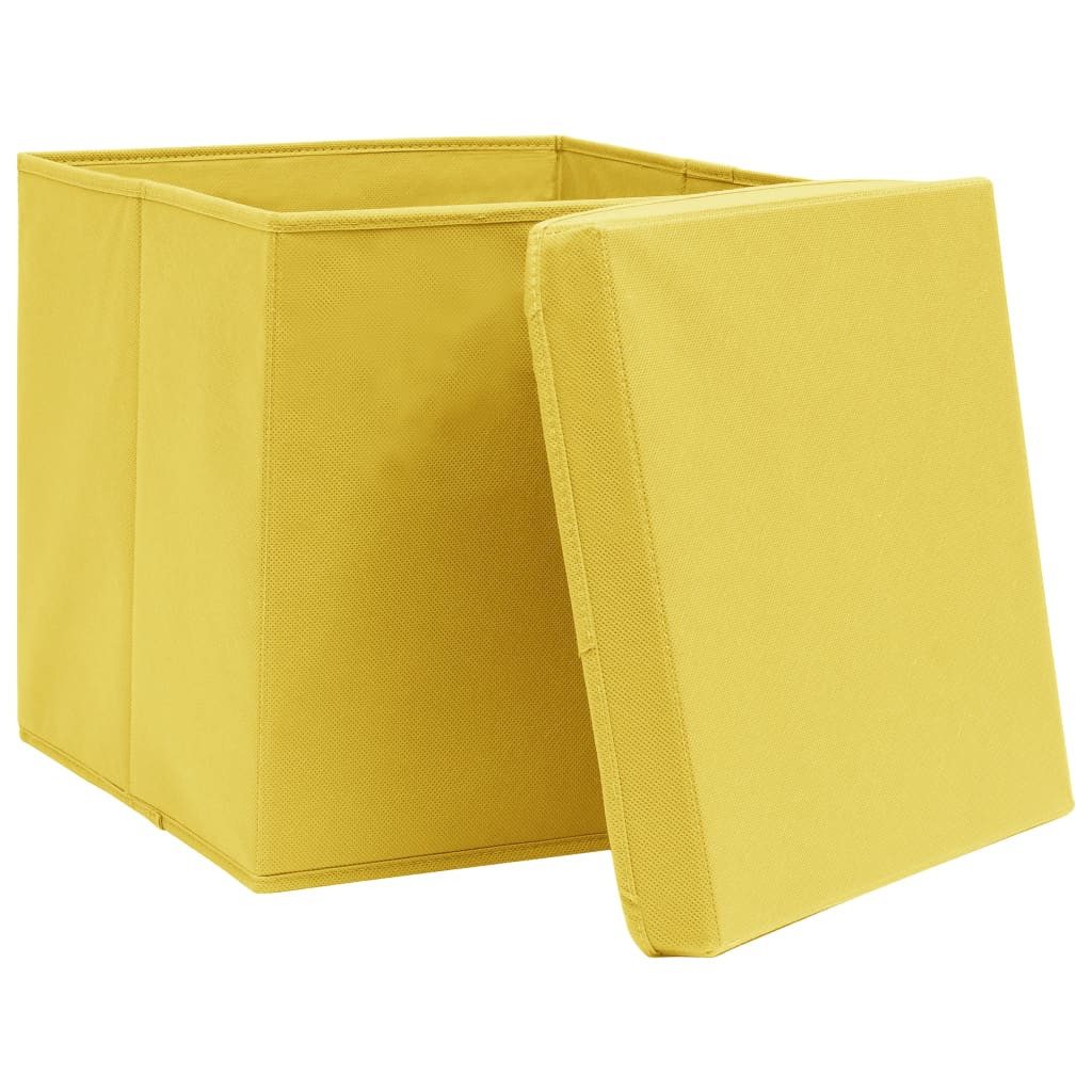 vidaXL Aufbewahrungsbox, Ordnungsboxen mit Deckeln 10 Stk. 28x28x28 cm Gelb