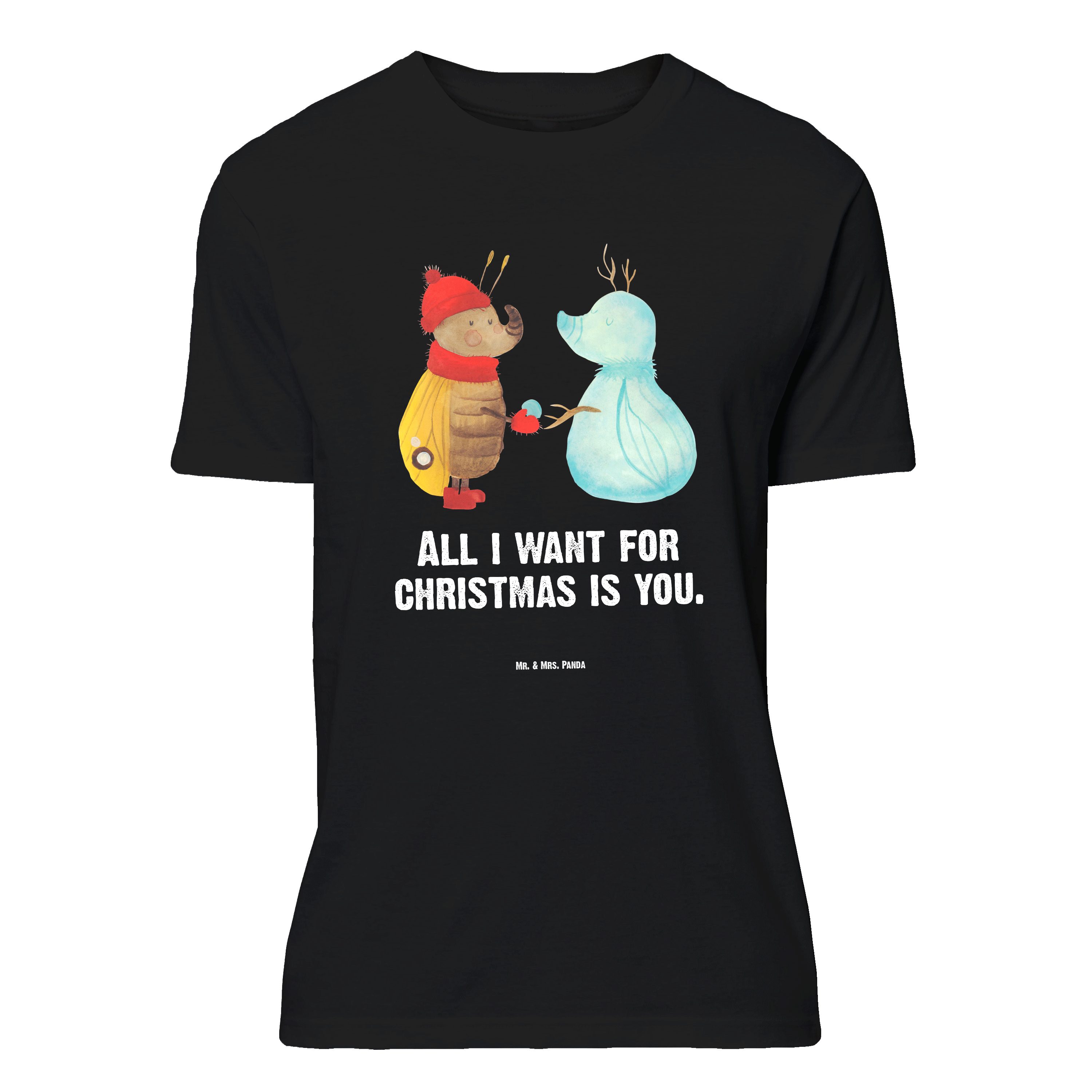 T-Shirt Nachtfalter Schneemann, Größe XL T-Shirt, Schwarz, Weihnachten, Schne