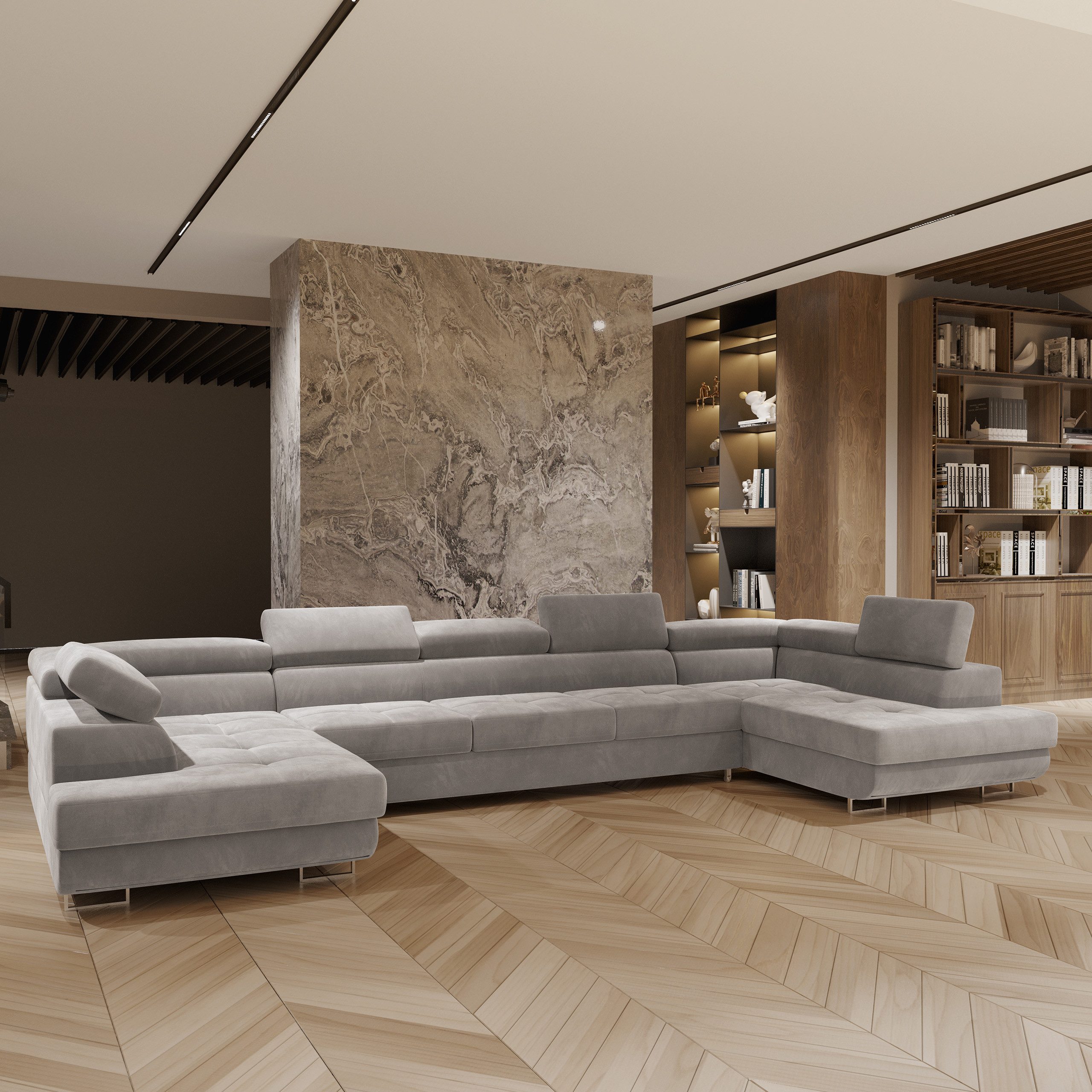 Masseno Ecksofa ISOLANO mit Schlaffunktion U-Form, Sofa mit Bettkasten