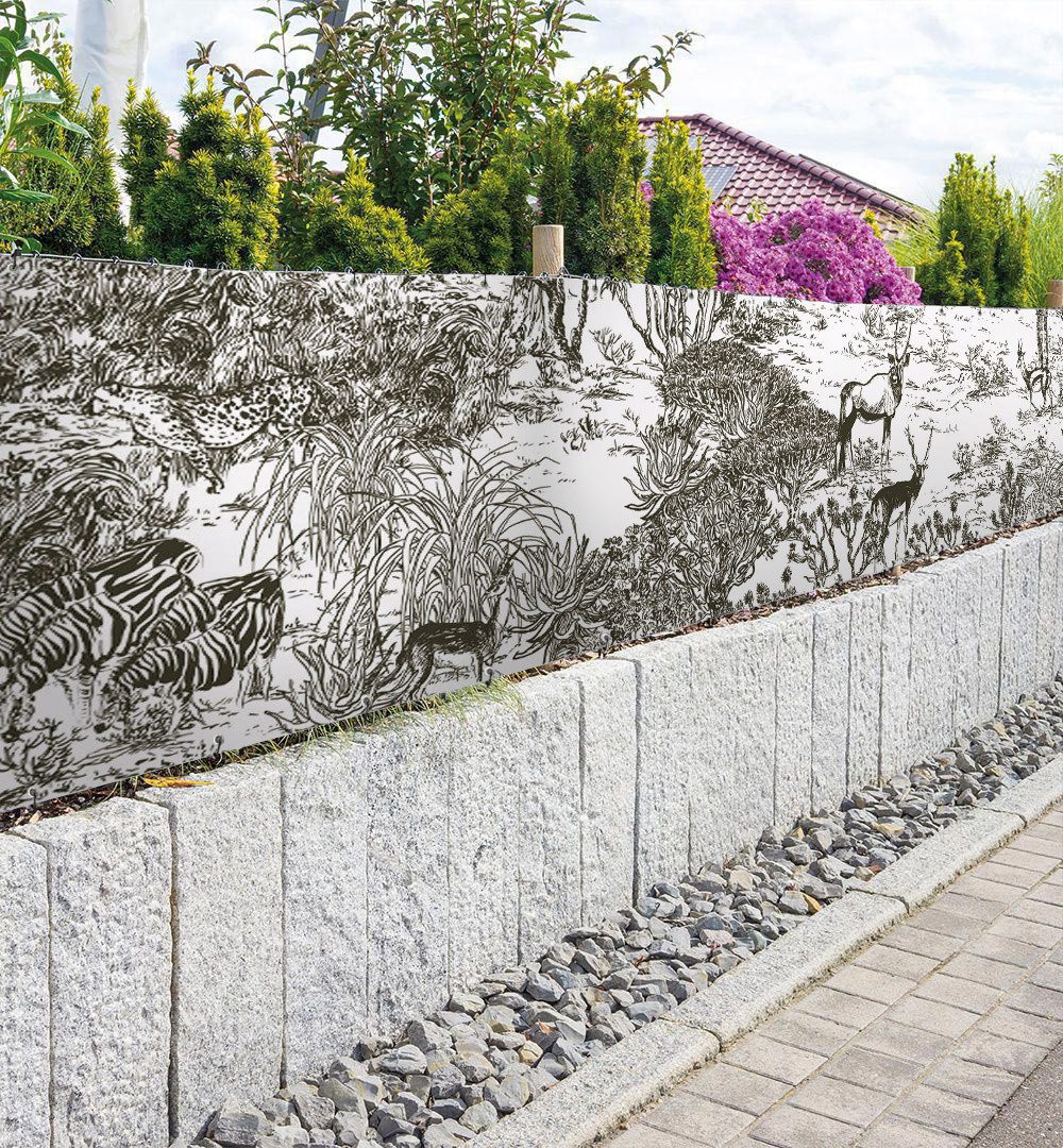 Thumbnail - MyMaxxi Sichtschutzzaunmatten Zaunbanner Savanne Malerei farblos Sichtschutz Garten Zaun, (Bambus grün)