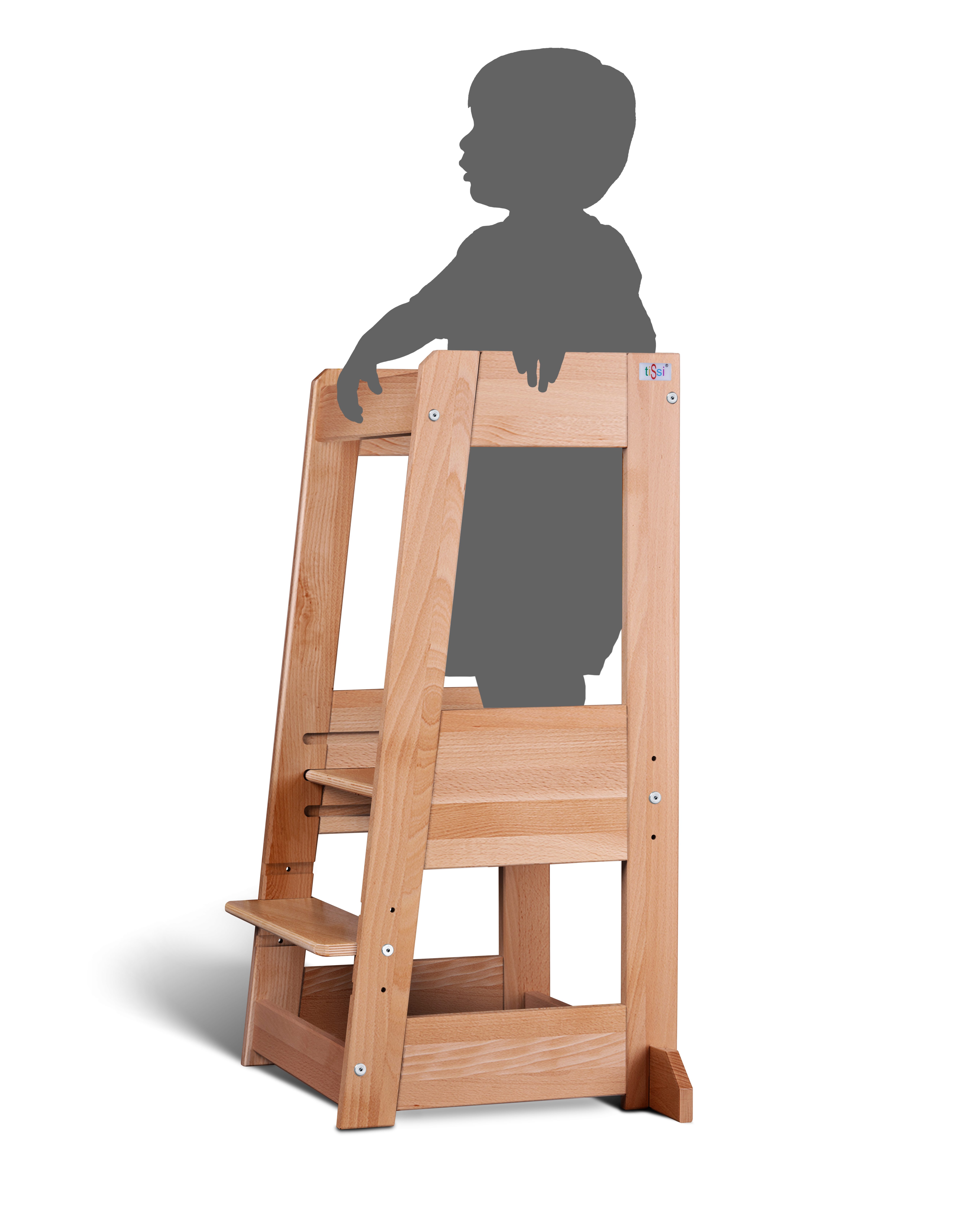 tiSsi® Hochstuhl Entdeckerturm / Lernturm FELIX mitwachsend Buche massiv