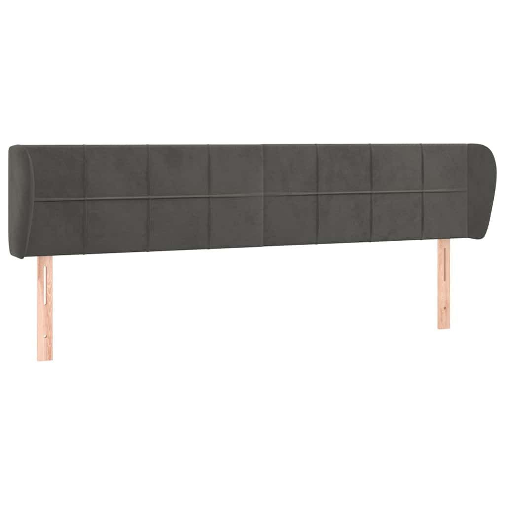 Bett Kopfteil mit Ohren Dunkelgrau 203x23x78/88 cm Samt