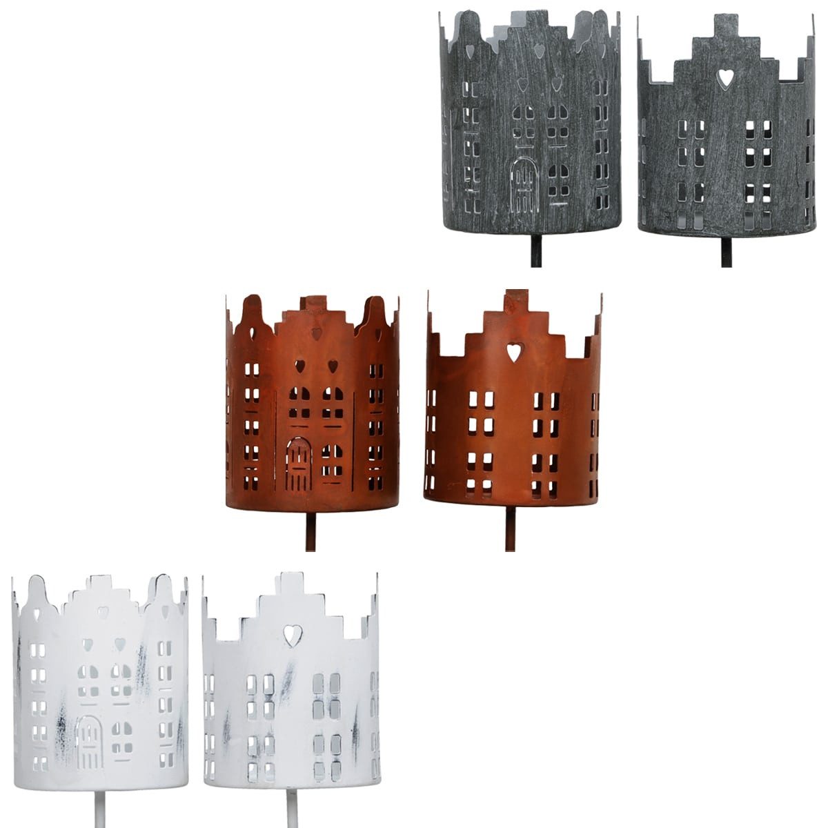 matches21 HOME & HOBBY Kerzenhalter Kerzenhalter 2er Set Metall Kerzen-Stecker grau Ø 8 x 10 cm (2 St), Kerzentüllen zum Stecken als Adventskranz-Stecker Tischdeko