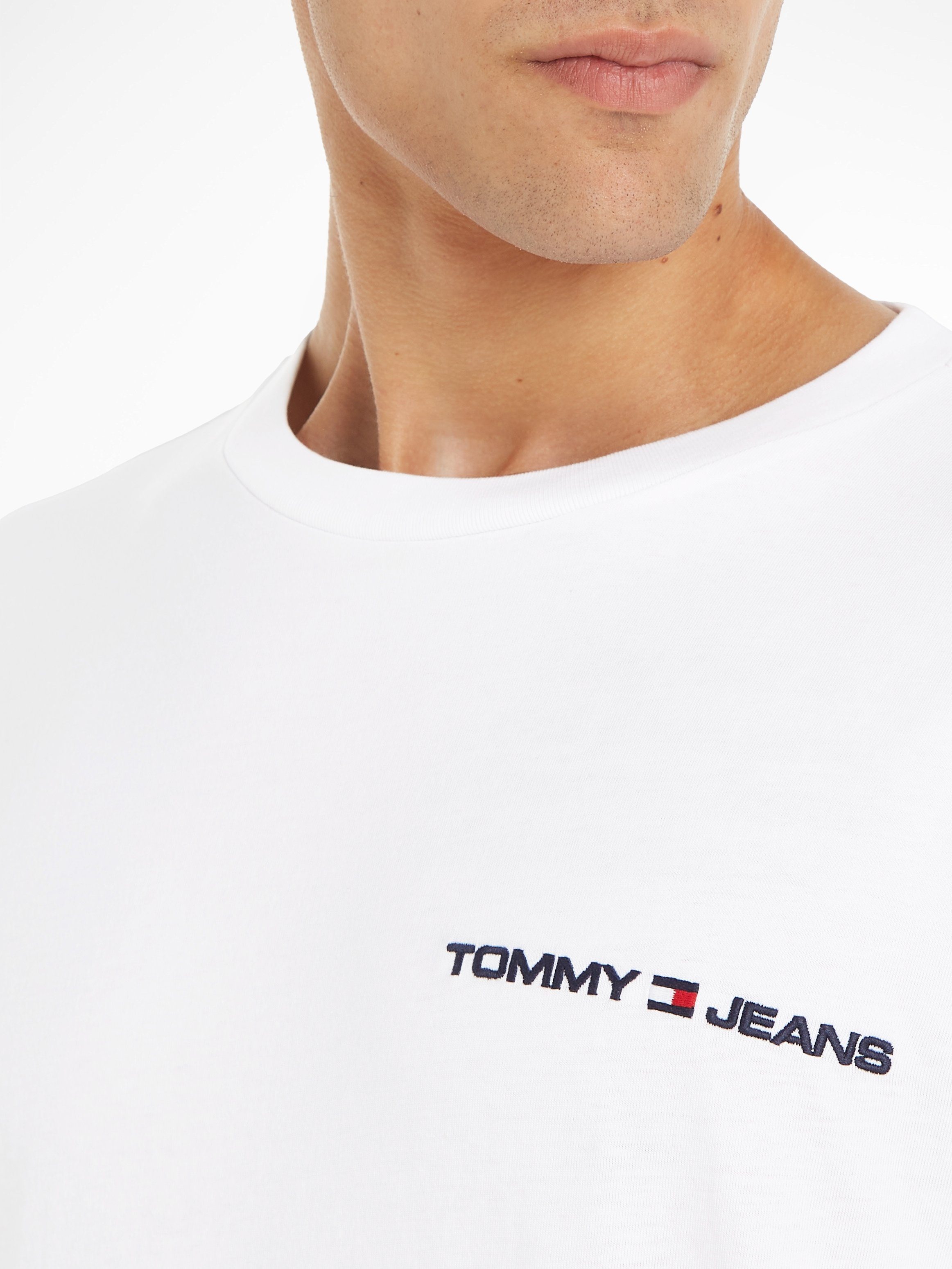 Tommy Jeans L/S White TEE LINEAR CHEST Langarmshirt TJM CLSC