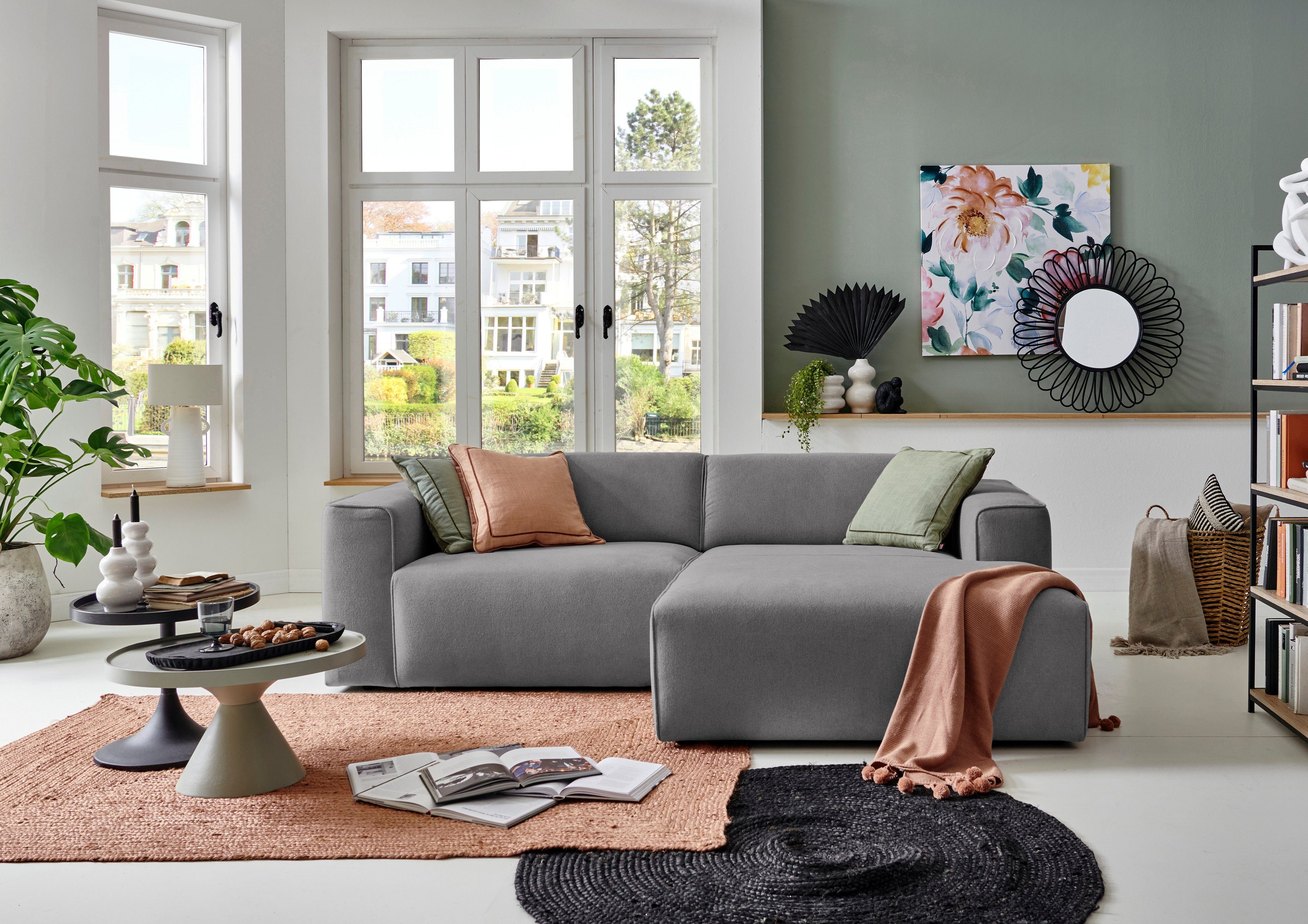 Home affaire Ecksofa Noord mit Kedernaht, Breite 234 cm, L-Form, Cord, Stru günstig online kaufen