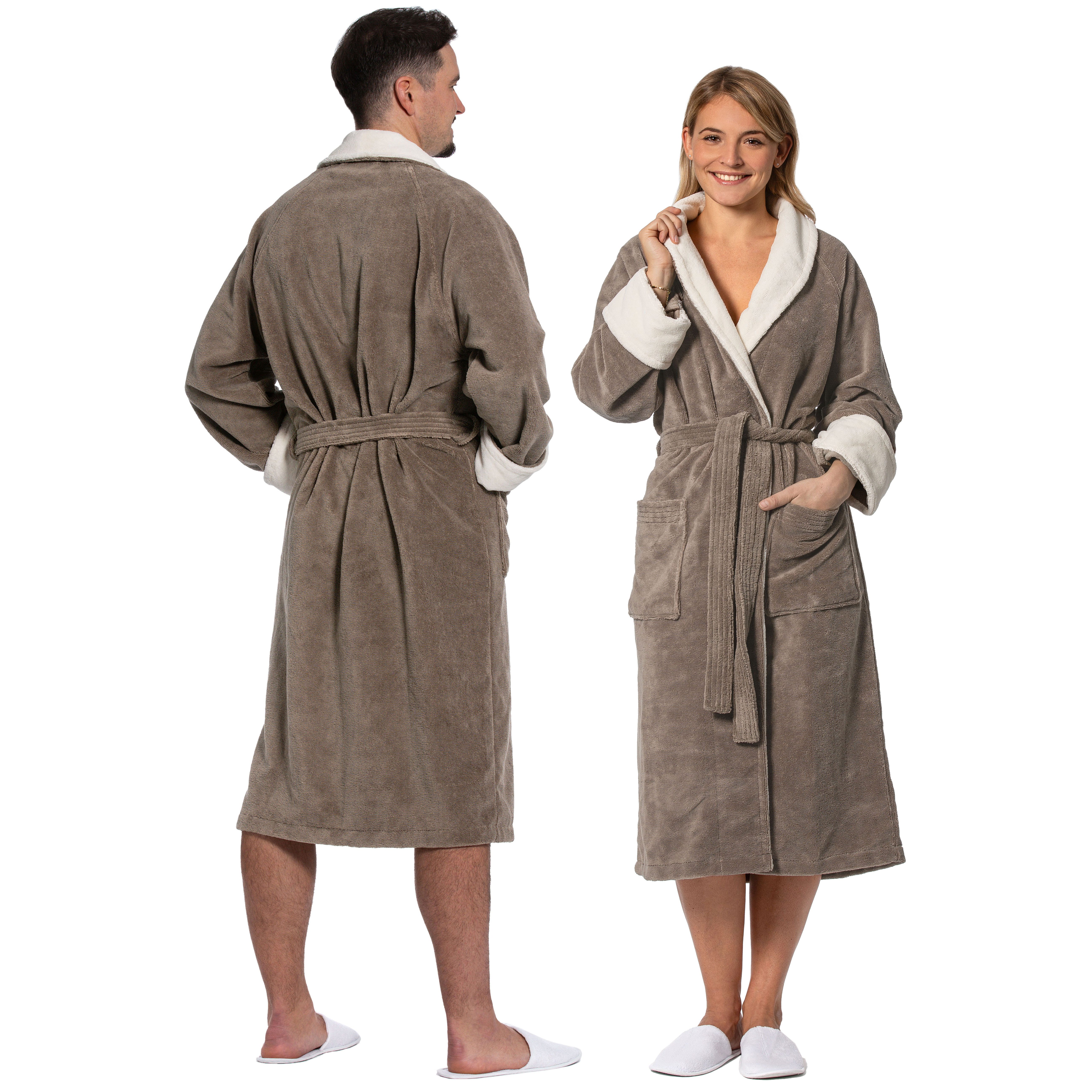 ZOLLNER Unisex-Bademantel, 50% Bambus-Viskose, 50% Baumwolle, Bindegürtel, günstig online kaufen