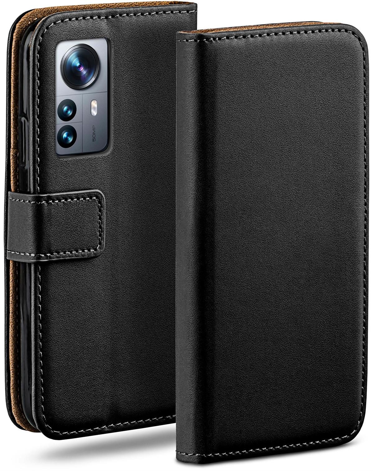 moex Handyhülle für Xiaomi 12 Pro Hülle Klappbar Book Case Schwarz 6,73 Zoll, Klapphülle Kartenfach Flip Cover Handytasche Leder Optik Schutzhülle