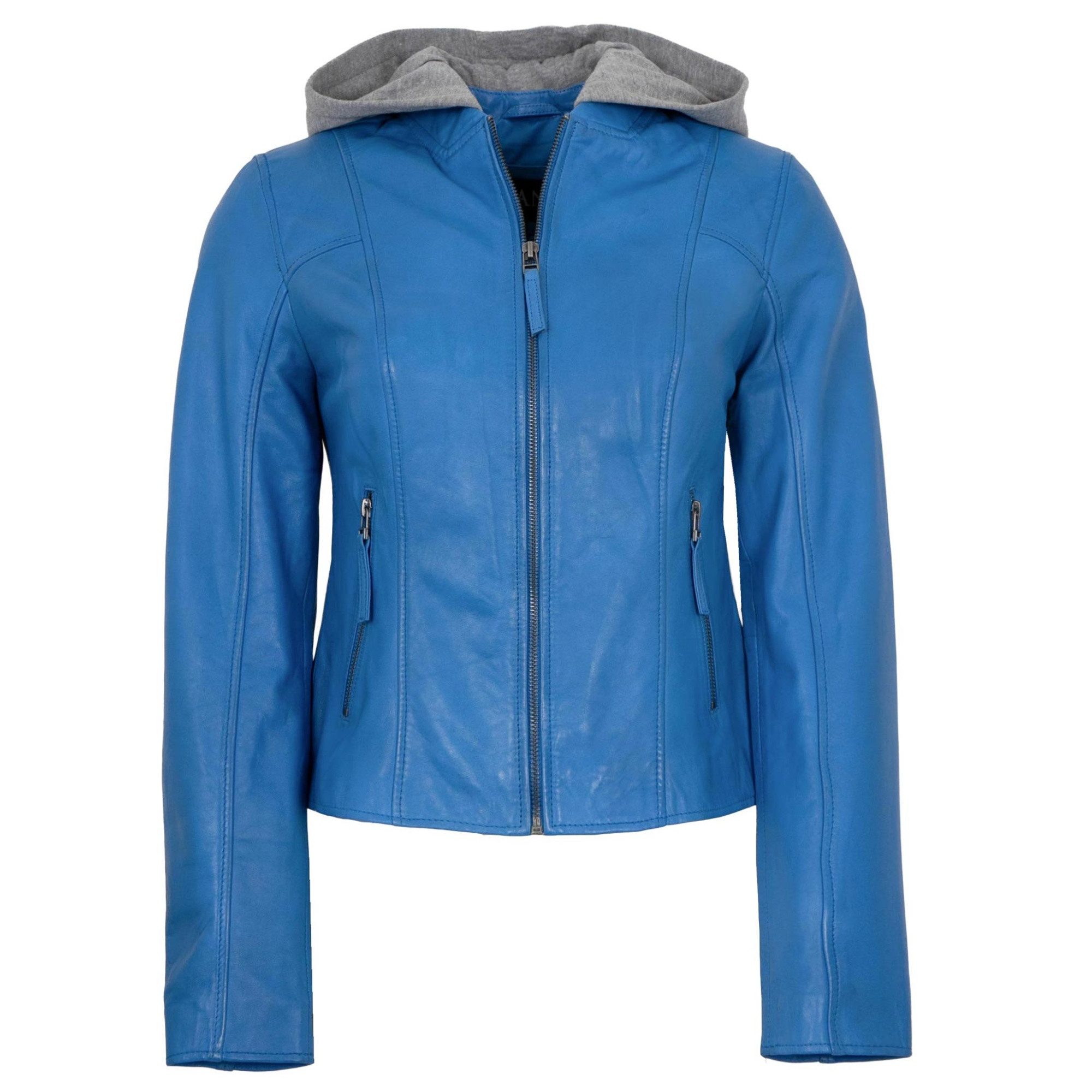 Jilani Lederjacke Ara Jilani Collection - Damen Lederjacke Lammnappa Kapuze blau