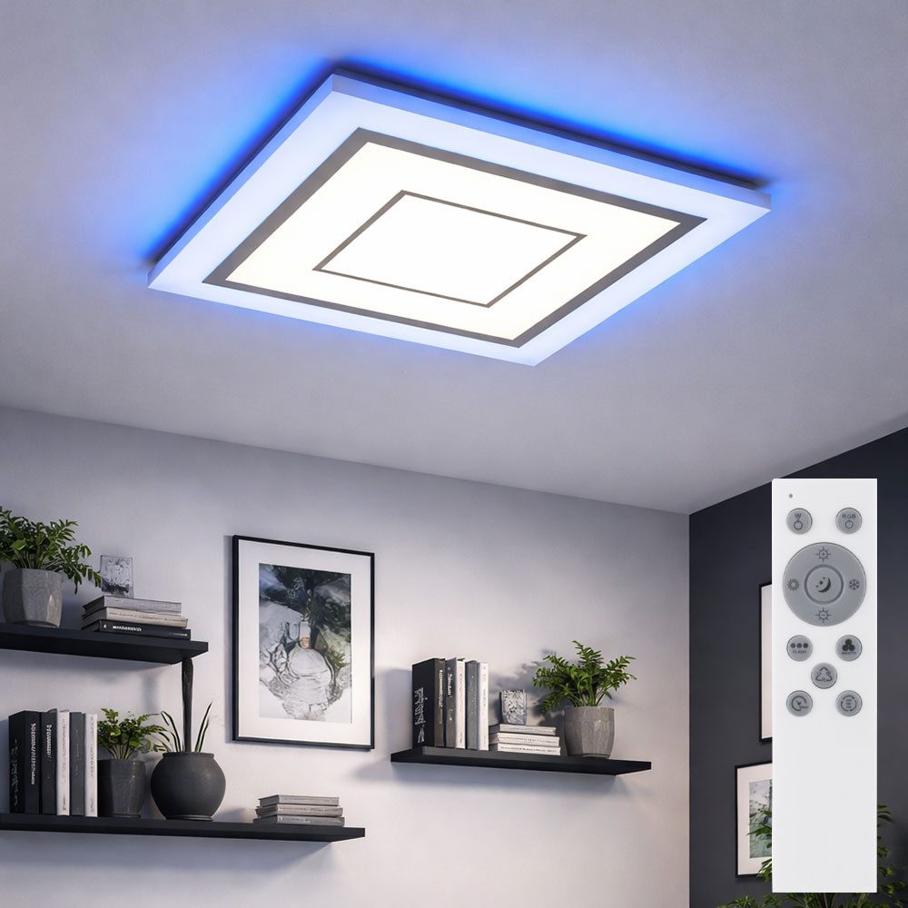 EGLO LED Deckenleuchte, LED-Leuchtmittel fest verbaut, Kaltweiß, Warmweiß, Neutralweiß, Tageslichtweiß, Farbwechsel, Deckenleuchte Panel RGB LED Farbwechsel Fernbedienung dimmbar