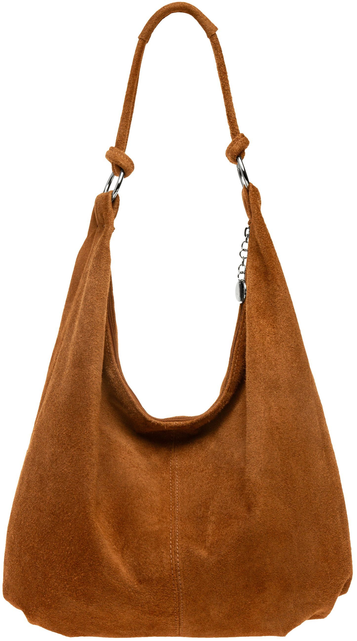 Caspar Schultertasche Damen Vintage Leder Tasche Hobo Bag - CLASSIC LINE - Modell No.617, 100% italienisches Veloursleder, samtig weich, angenehmer Tragekomfort