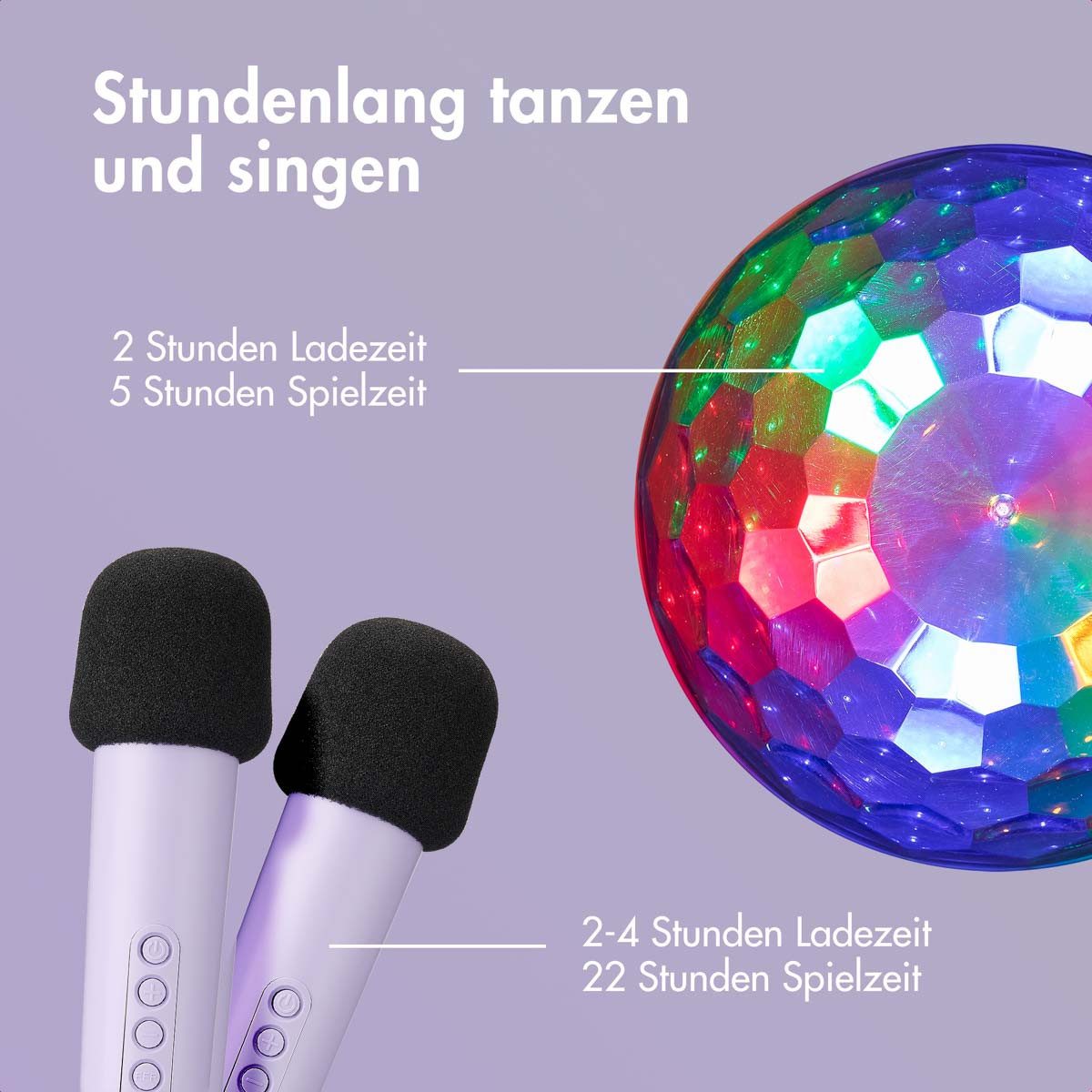 imoshion imoshion Sing & Shine Karaoke-Set - Lautsprecher und 2 Mikrofone - Lav Karaoke-Maschine – Bild 4 von 5