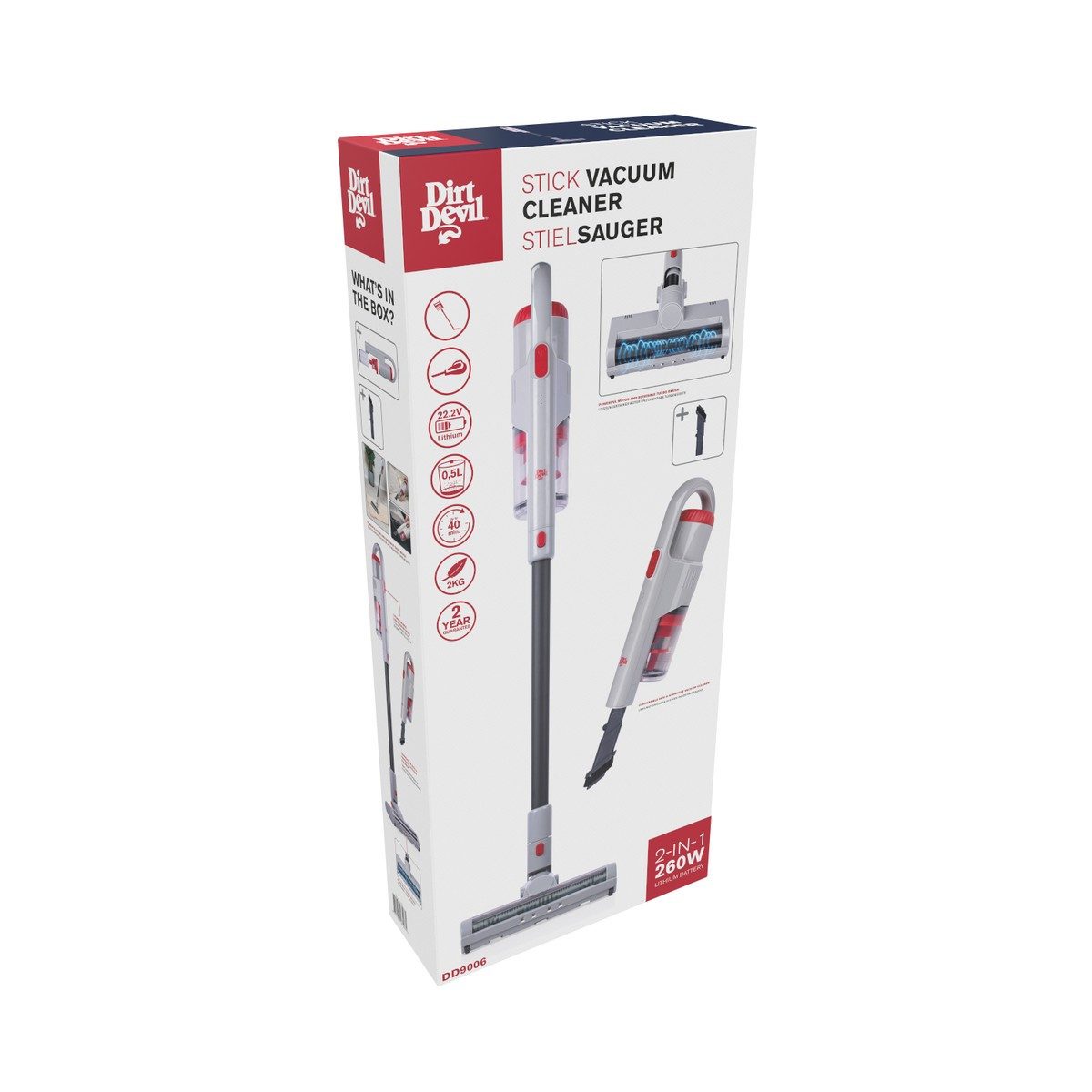 DIRT DEVIL Stielstaubsauger Dirt Devil Akku Staubsauger – 2‑in‑1 mit Handstaubsauger