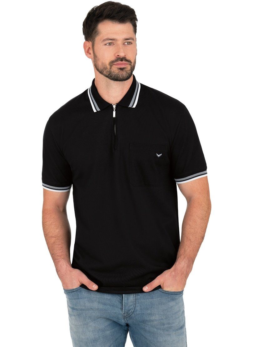 Trigema Poloshirt TRIGEMA Poloshirt mit Reißverschluss schwarz