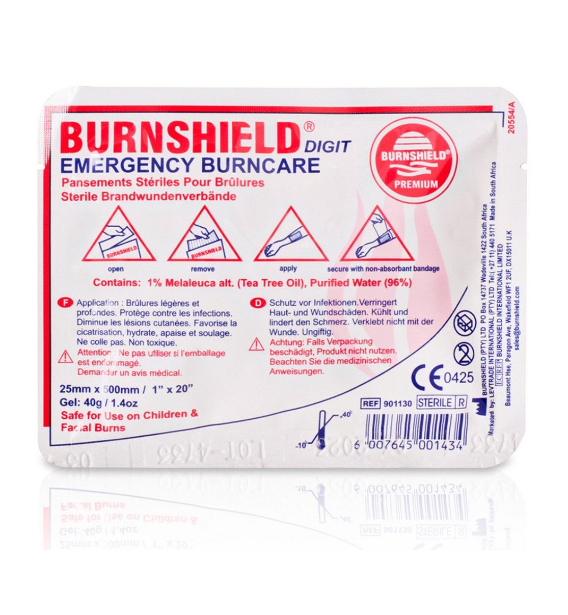 Burnshield Erste-Hilfe-Set Burnshield sterile Kompressen in verschiedene Größen, (Professionelles Set für Brandverletzungen, 1 St), Flexibles Material, Steril verpackt, Antibakterielle Wirkung