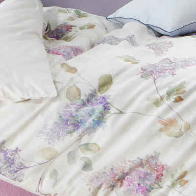 Bettwäsche Fleuresse Mako-Satin Bettwäsche 155x220 Blumen Flieder Wende lila, fleuresse, Mako-Satin, 2 teilig