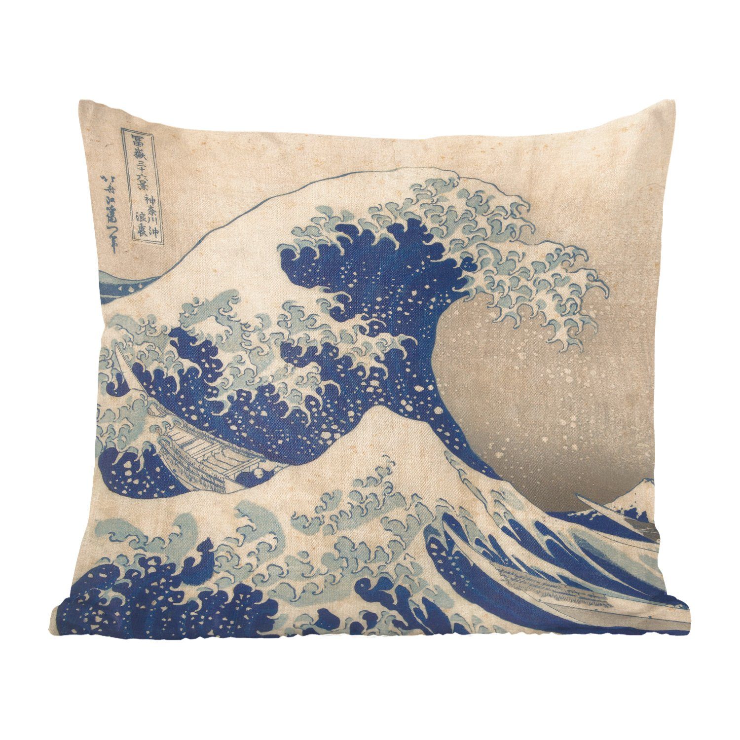 MuchoWow Dekokissen Die große Kluft bei Kanagawa - Gemälde von Katsushika Hokusai, Zierkissen mit Füllung für Wohzimmer, Schlafzimmer, Deko, Sofakissen