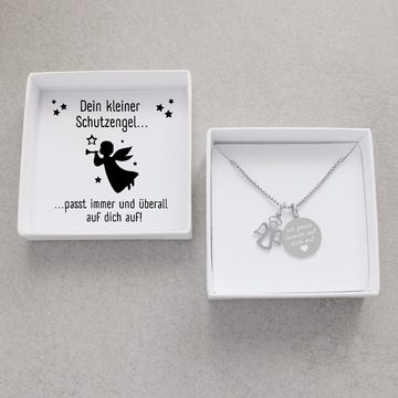 Timando Kette mit Anhänger Kette mit Botschaft „Dein kleiner Schutzengel“ – Halskette mit Engel (Anhänger aus Edelstahl in silberfarben, Geschenk Glücksbringer)
