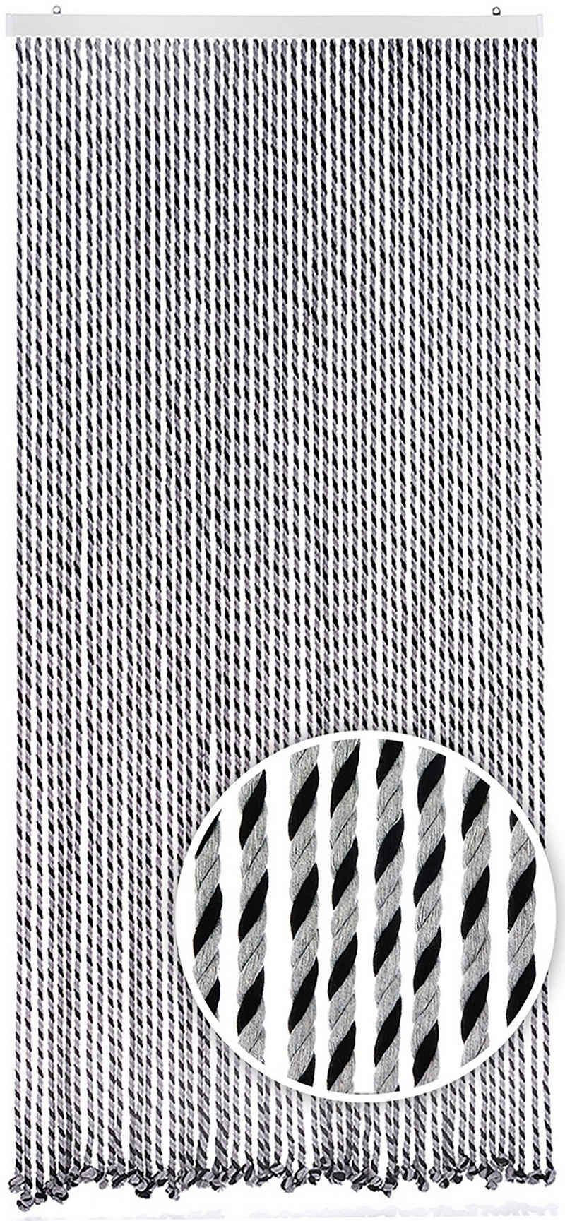 Türvorhang Seilvorhang BLACK/GREY 90x185, Kobolo, Ösen (1 St), transparent