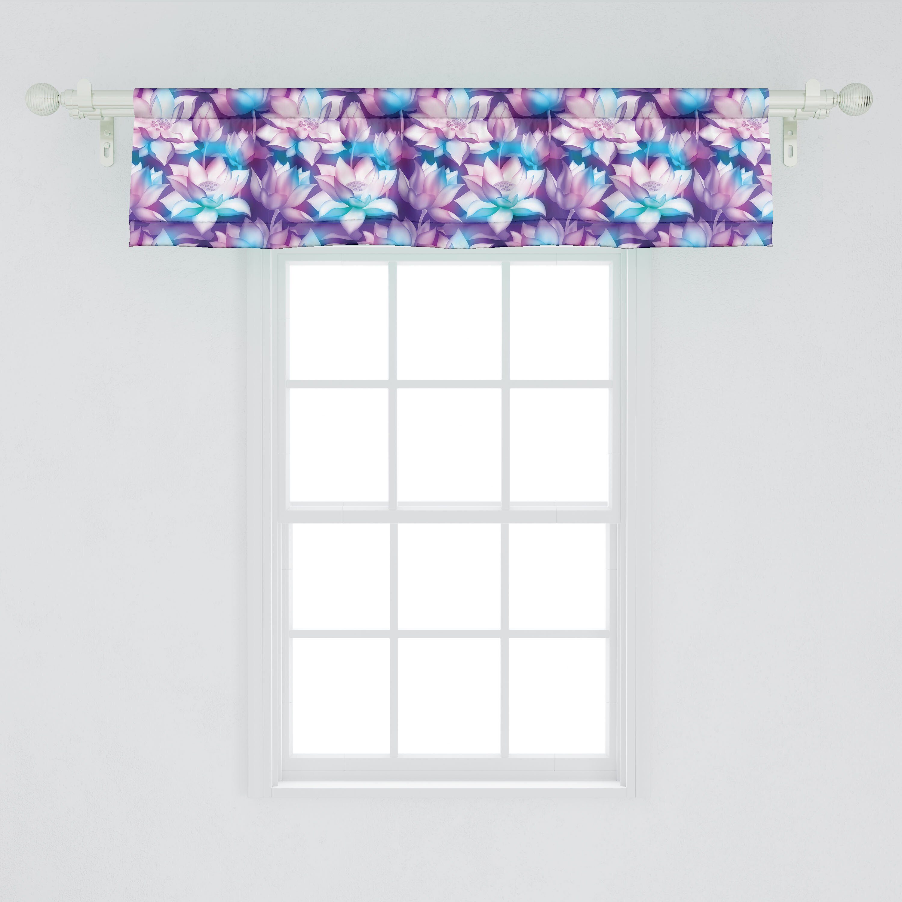 Abakuhaus, mit Vorhang Küche und Lotus-Blume für Knospen Schlafzimmer Dekor Motive Microfaser, Volant Blumen Scheibengardine Stangentasche,