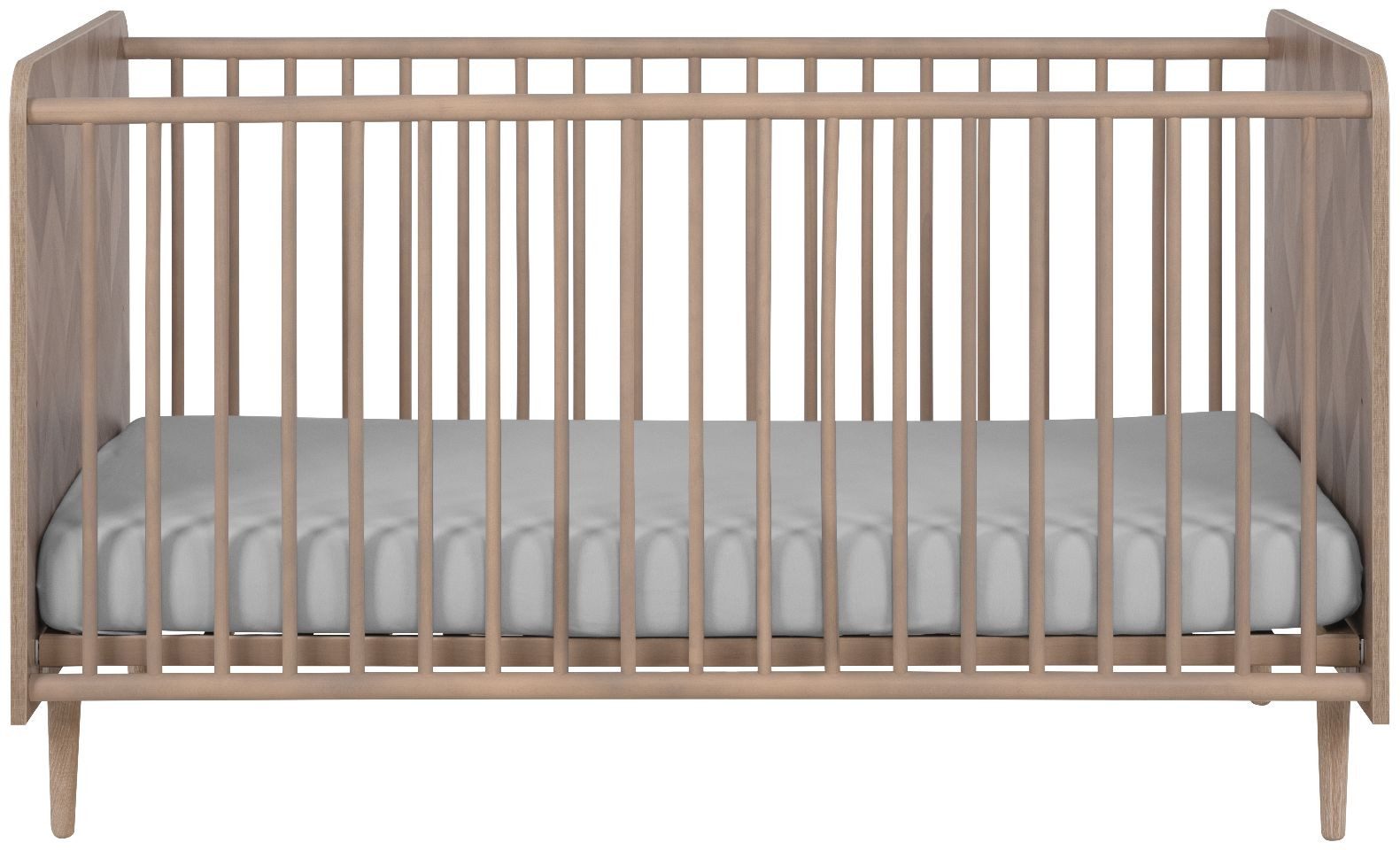 Finori Babybett Malmö 66B, Dekor Sonoma Eiche, Fischgräte, MADE IN GERMANY, 143 x 84,5 x 76,5 cm