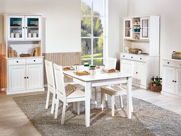 möbelando Buffet Westerland (B/H/T 90 x 191 x 45 cm) aus Massivholz/MDF in Weiss mit 2 Schubladen und 4 Türen