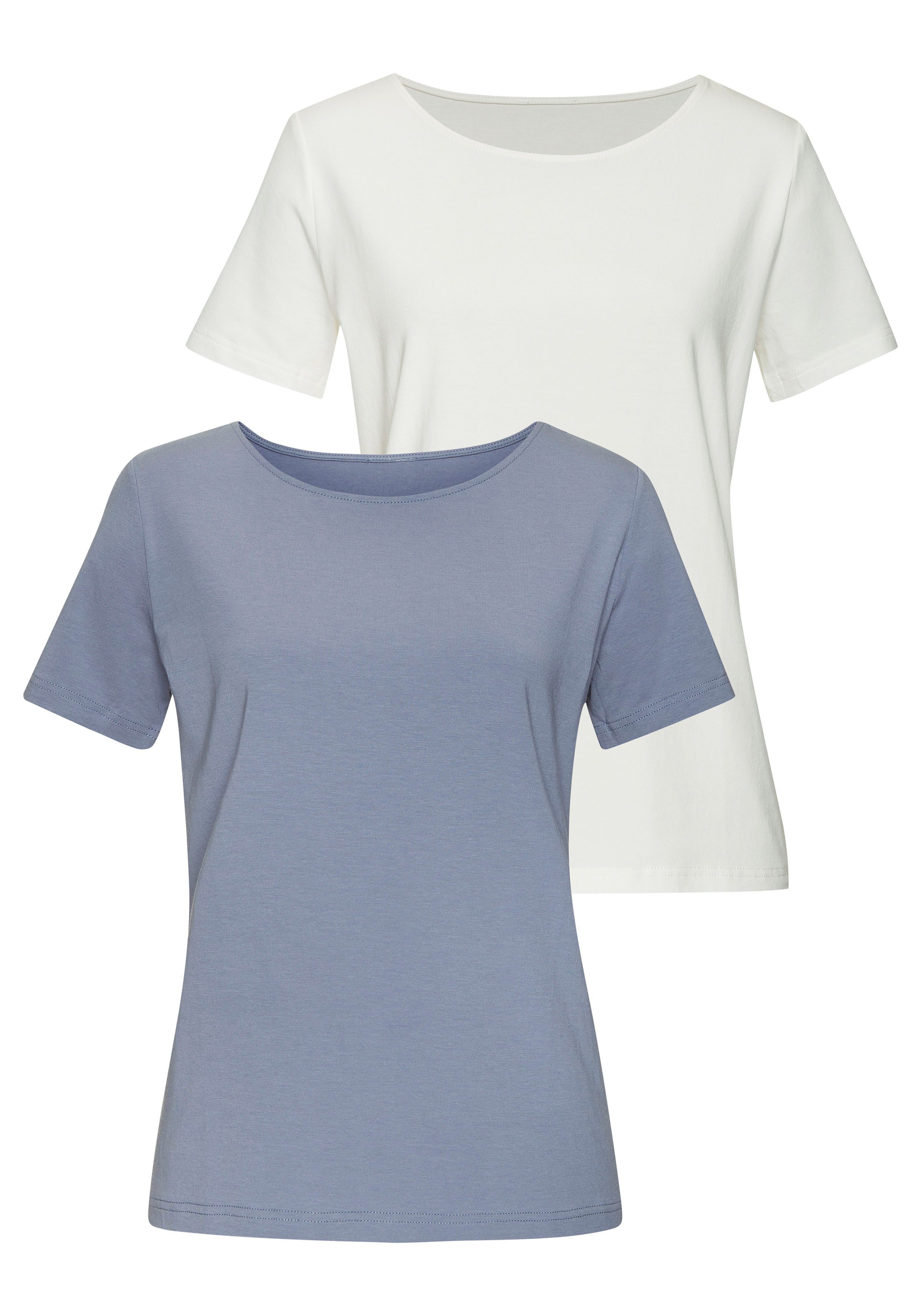 LASCANA T-Shirt mit Rundhals-Ausschnitt (2er-Pack) aus günstig online kaufen