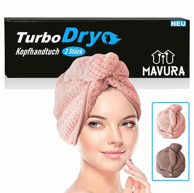 MAVURA Turban-Handtuch TurboDry Haarturban Turban Handtuch Kopfhandtuch Mikrofaser, Haarhandtuch schnelltrocknend Haartrockentuch [2 Stück]