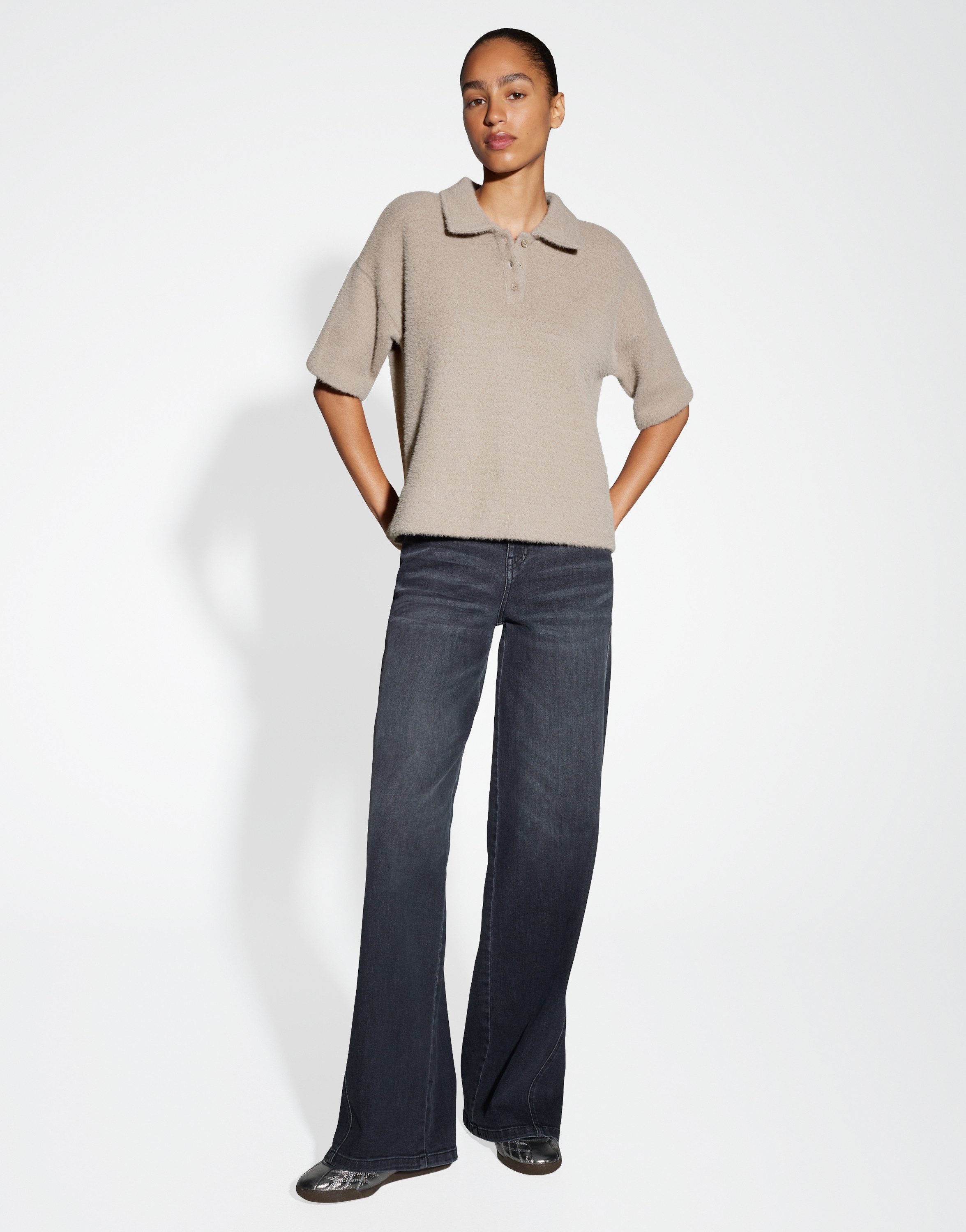 OPUS Sweatshirt GELUDI Loose aus flauschigem Effektgarn