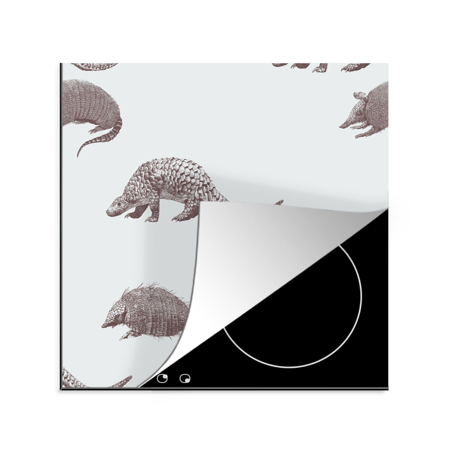 MuchoWow Herdblende-/Abdeckplatte Illustration mehrerer Schuppentiere, Vinyl, (1 tlg), 78x78 cm, Ceranfeldabdeckung, Arbeitsplatte für küche