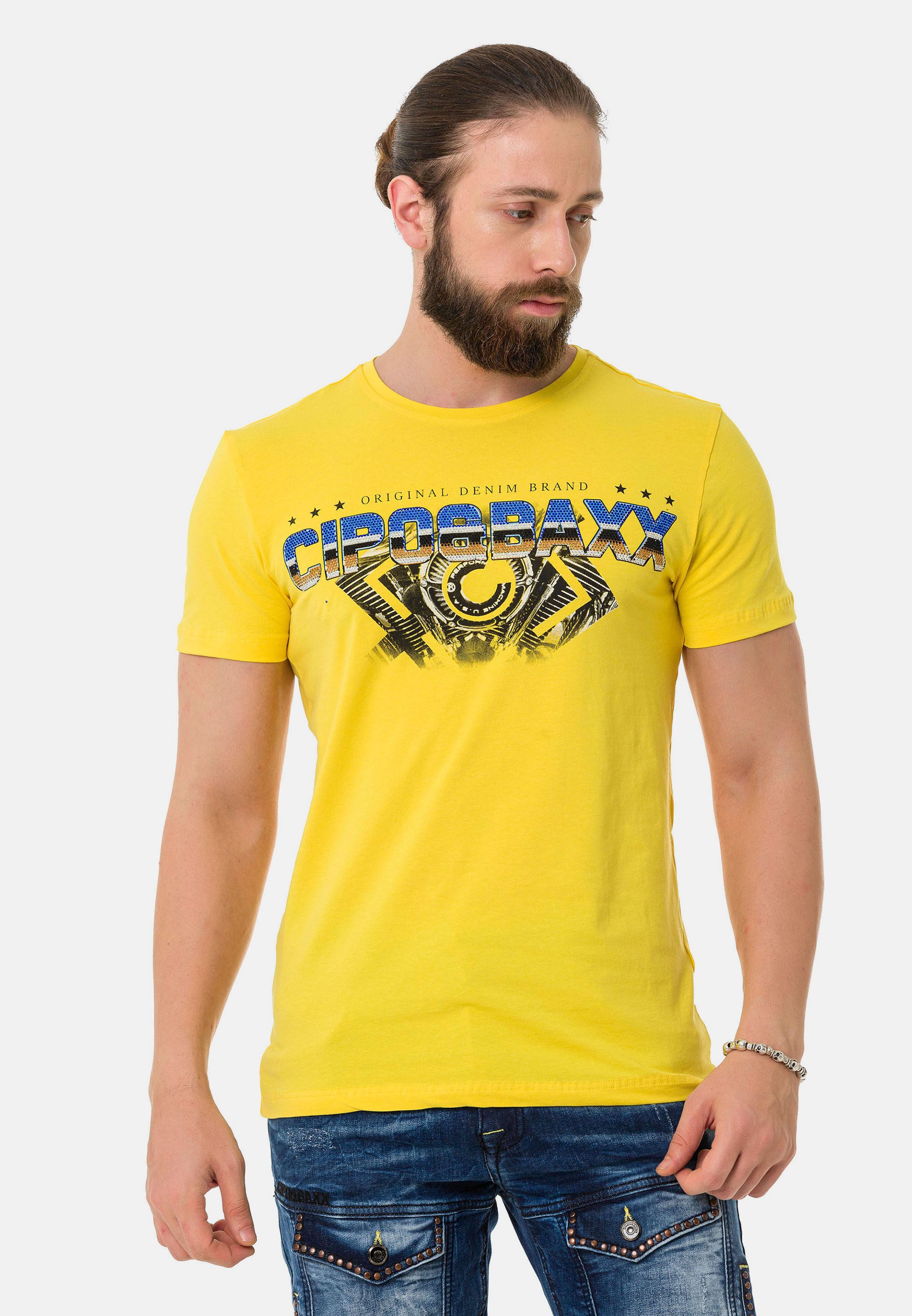 Cipo & Baxx T-Shirt T-Shirt extravaganter Marken-Schriftzug