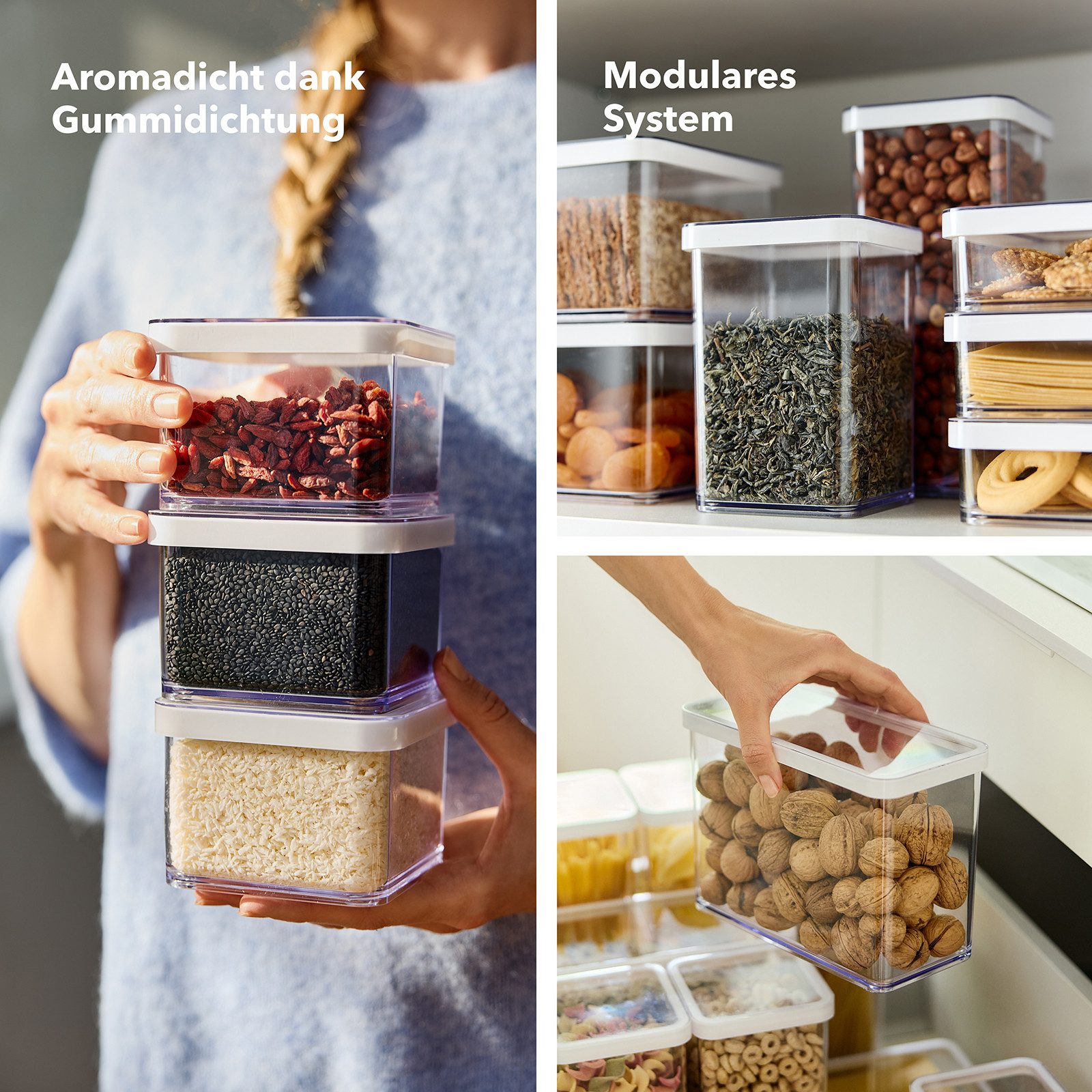 ROTHO Vorratsdose LOFT 24-tlg. luftdichte Lebensmittel-Aufbewahrung für Küchenschubladen, Kunststoff, (Aufbewahrungsboxen-Set, 24-teilig, verschiedene Größen, i – Bild 3 von 5