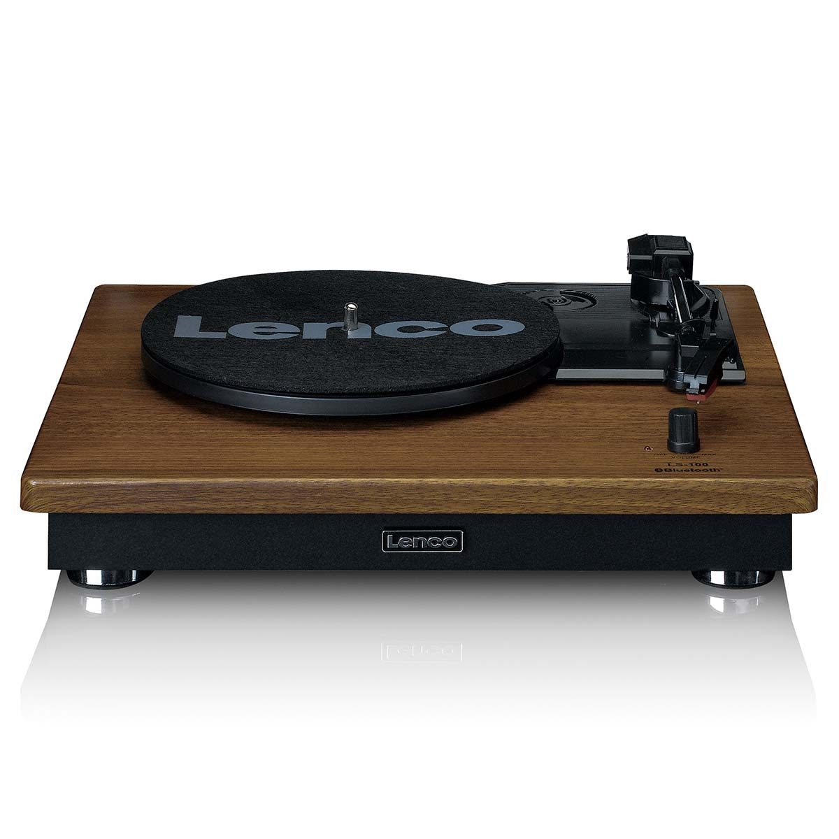 Lenco LS-100WD Plattenspieler (Riemenantrieb, Bluetooth®, Bluetooth 5.0, AUX-In, separates loudspeakers for optimal stereo sound)