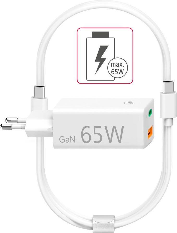 Laptop USB-C Ladegerät (Universal-Netzteil, GaN, Power Delivery, 65W) Notebook-Netzteil