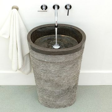 wohnfreuden Waschbecken Marmor Standwaschbecken OVAL schwarz gehämmert (Kein Set), 90_39009