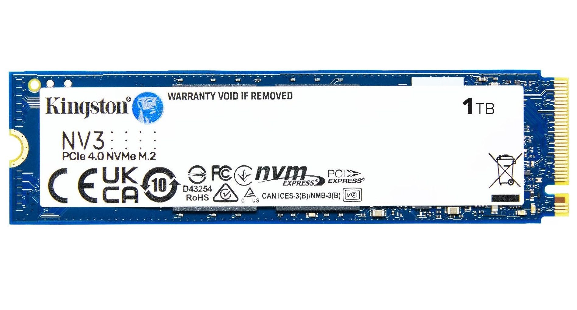 Kingston NV3 NVMe SSD PCIe 4.0 für Laptop und Desktop PCs Systeme interne SSD (1000 GB) intern" 6000 MB/S Lesegeschwindigkeit, 5000 MB/S Schreibgeschwindigkeit