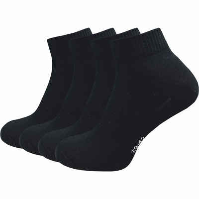 GAWILO Kurzsocken für Herren in schwarz & weiß - Quartersocken für Sport & Alltag (4 Paar) Kein Rutschen dank Fußgewölbeunterstützung - gepolsterte Frotteesohle