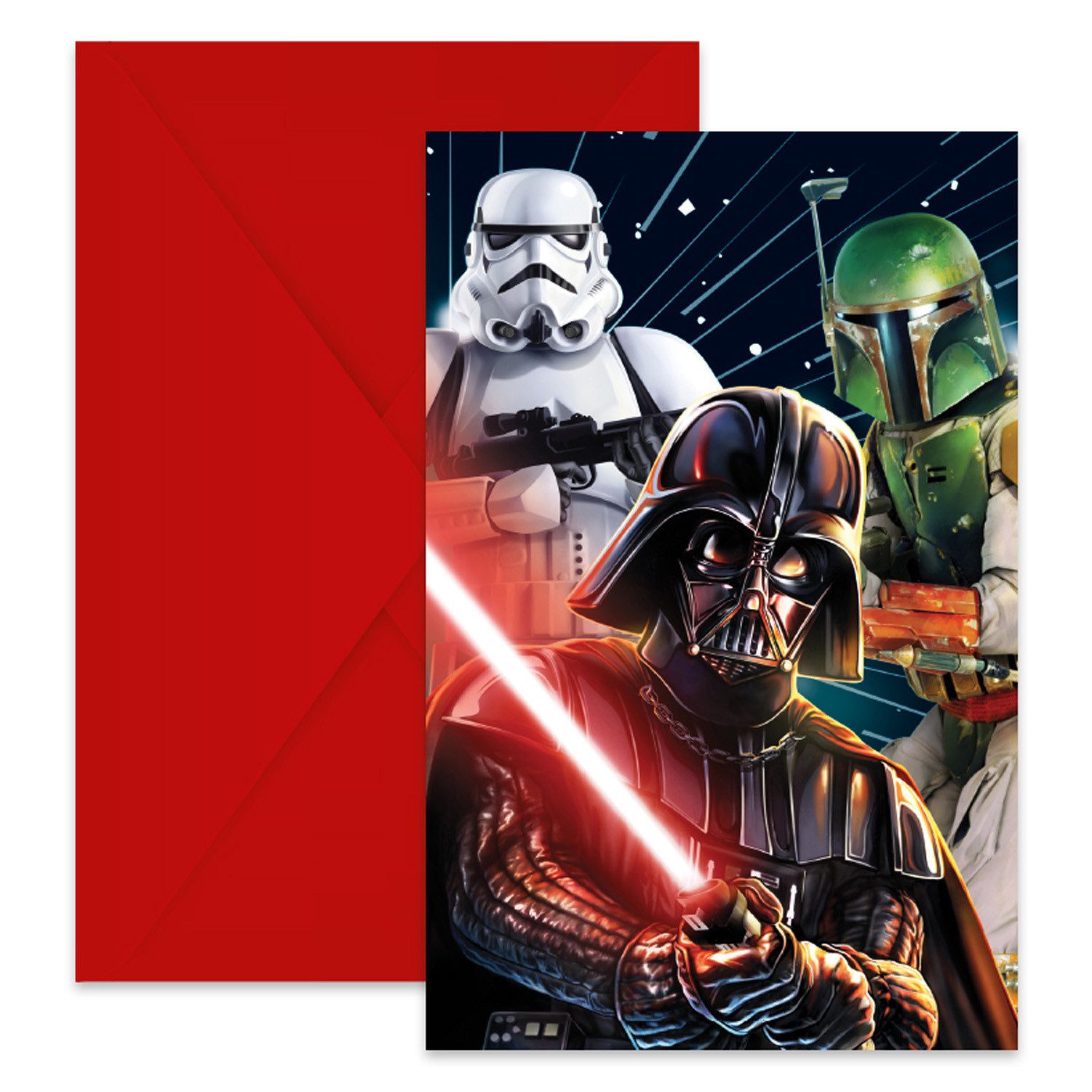 Procos Papierdekoration 6 Einladungskarten Star Wars Galaxy