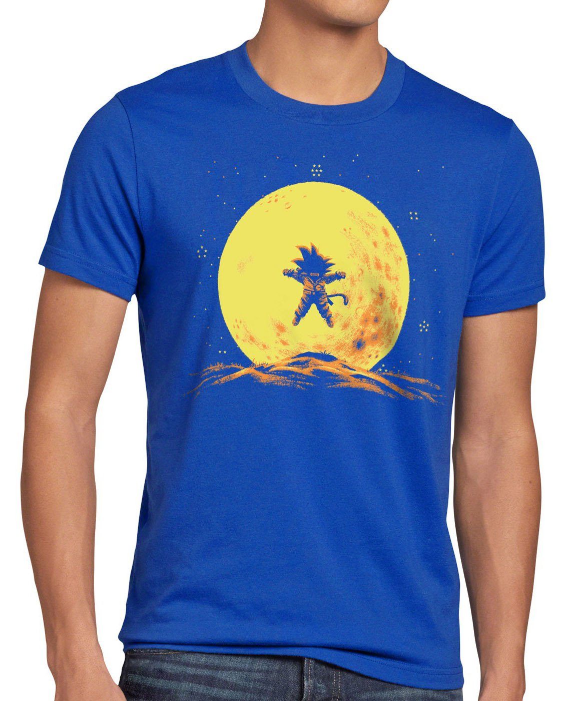 style3 Print-Shirt Herren T-Shirt blau anime ball Mond z Goku dragon vegeta saiyan songoku japan super