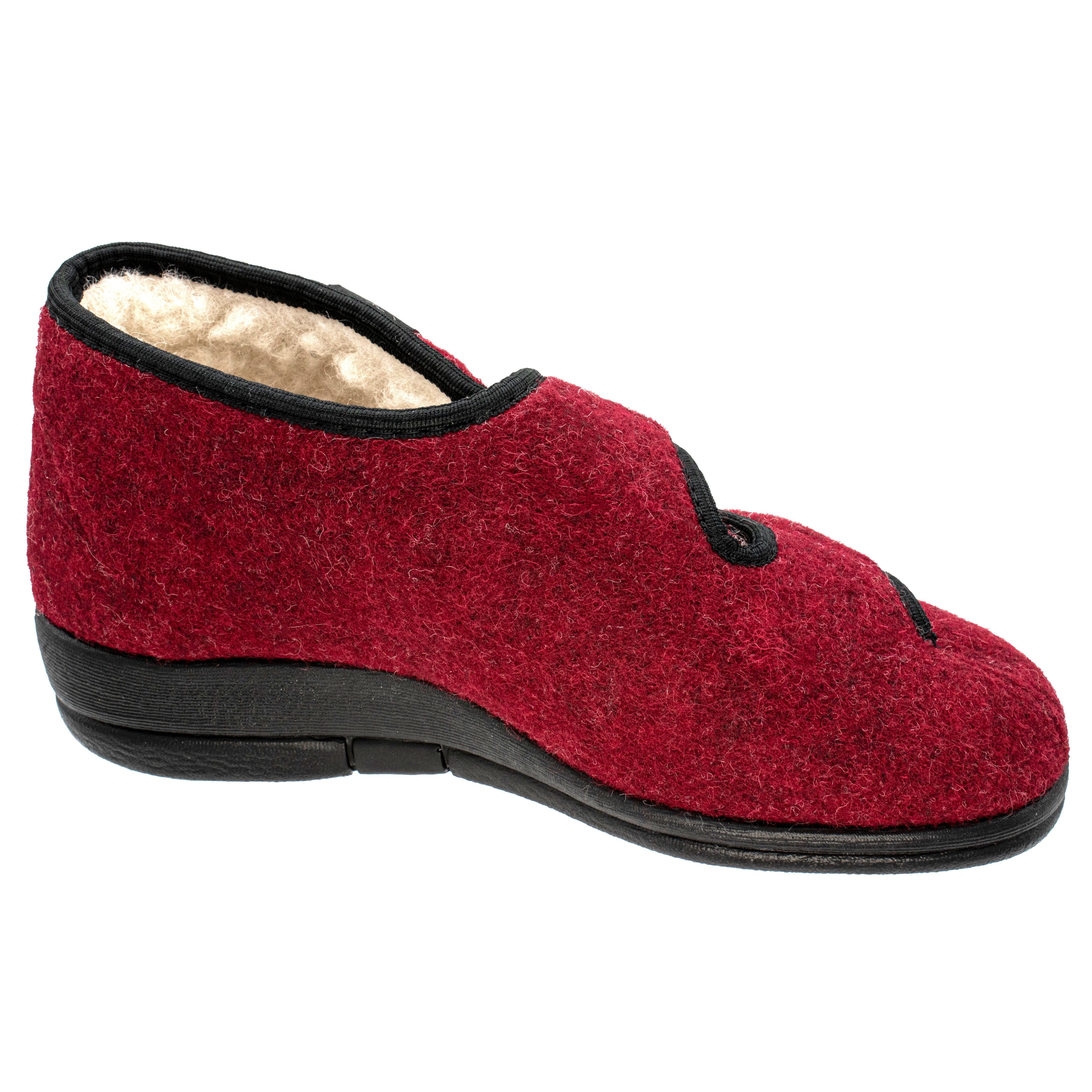 Fischer-Markenschuh Dora Hausschuh Filz, Weite H, Klettverschluss, Schurwollfutter