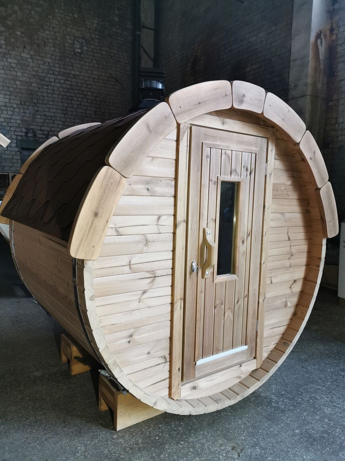 JVmoebel Fasssauna Saunafass Gartensauna Außensauna Holzsauna 197 x 197 x 200 cm, BxTxH: 197 x 197 x 200 cm, 46,00 mm, (1-St., Trockensauna) Made in Europa