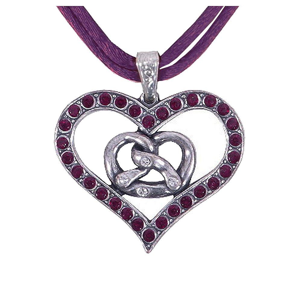 Moschen-Bayern Herzkette Trachtenkette Trachtenschmuck Herzkette Dirndlkette Breze, Halskette mit Swarovski-Kristall