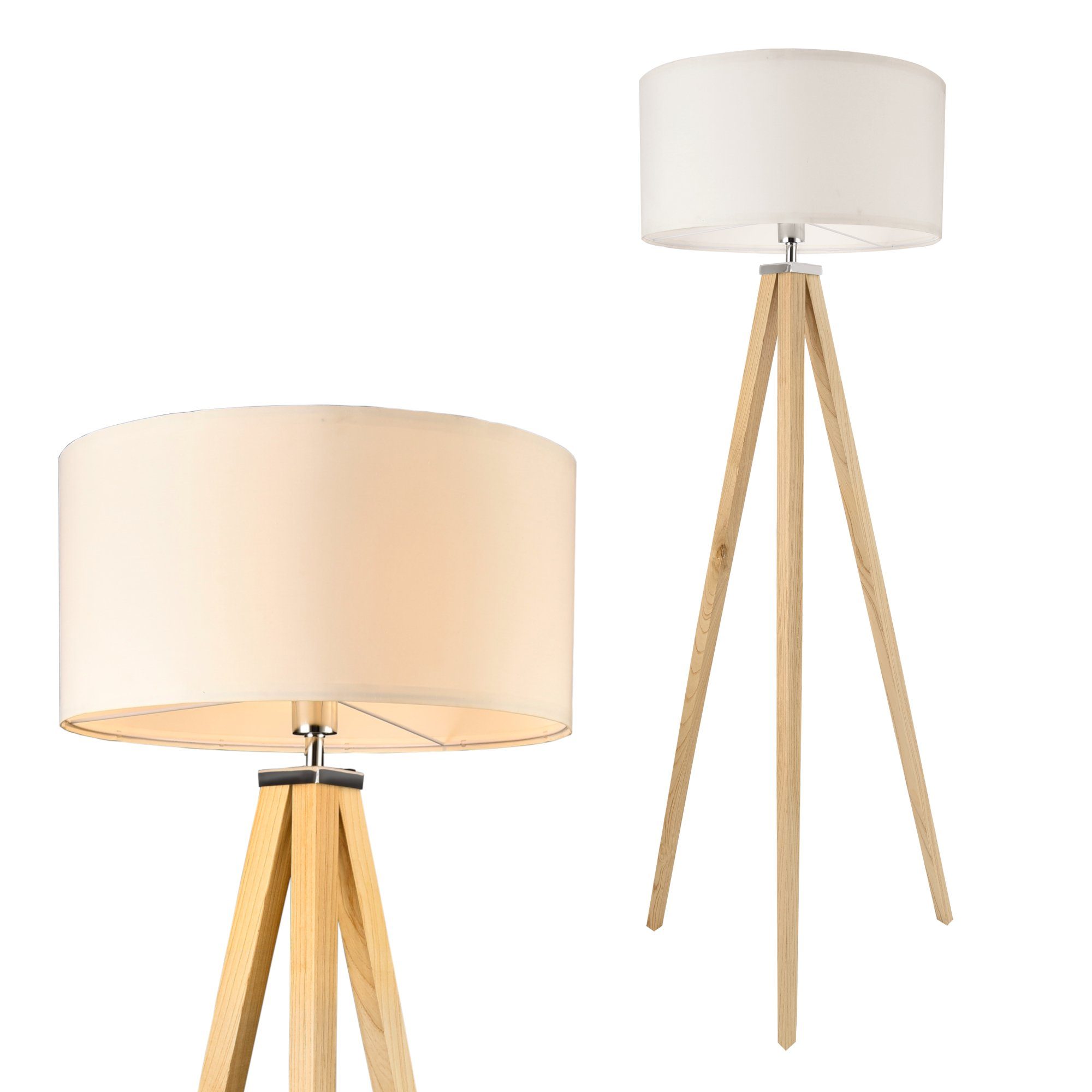 lux.pro Stehlampe, ohne Leuchtmittel, Stylische Stehleuchte »Queluz« mit 3-füßigem Holzgestell