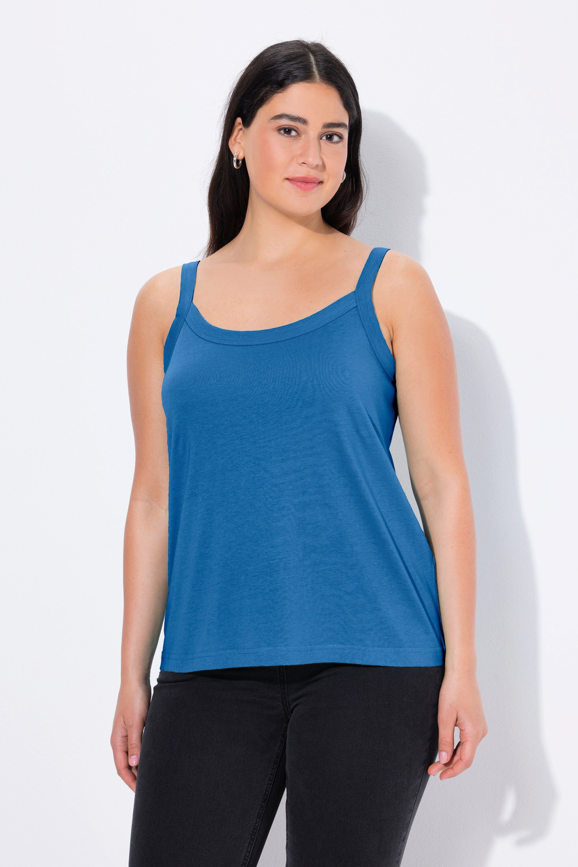 Ulla Popken Longtop Spaghettitop Rundhals Modalmix ärmellos