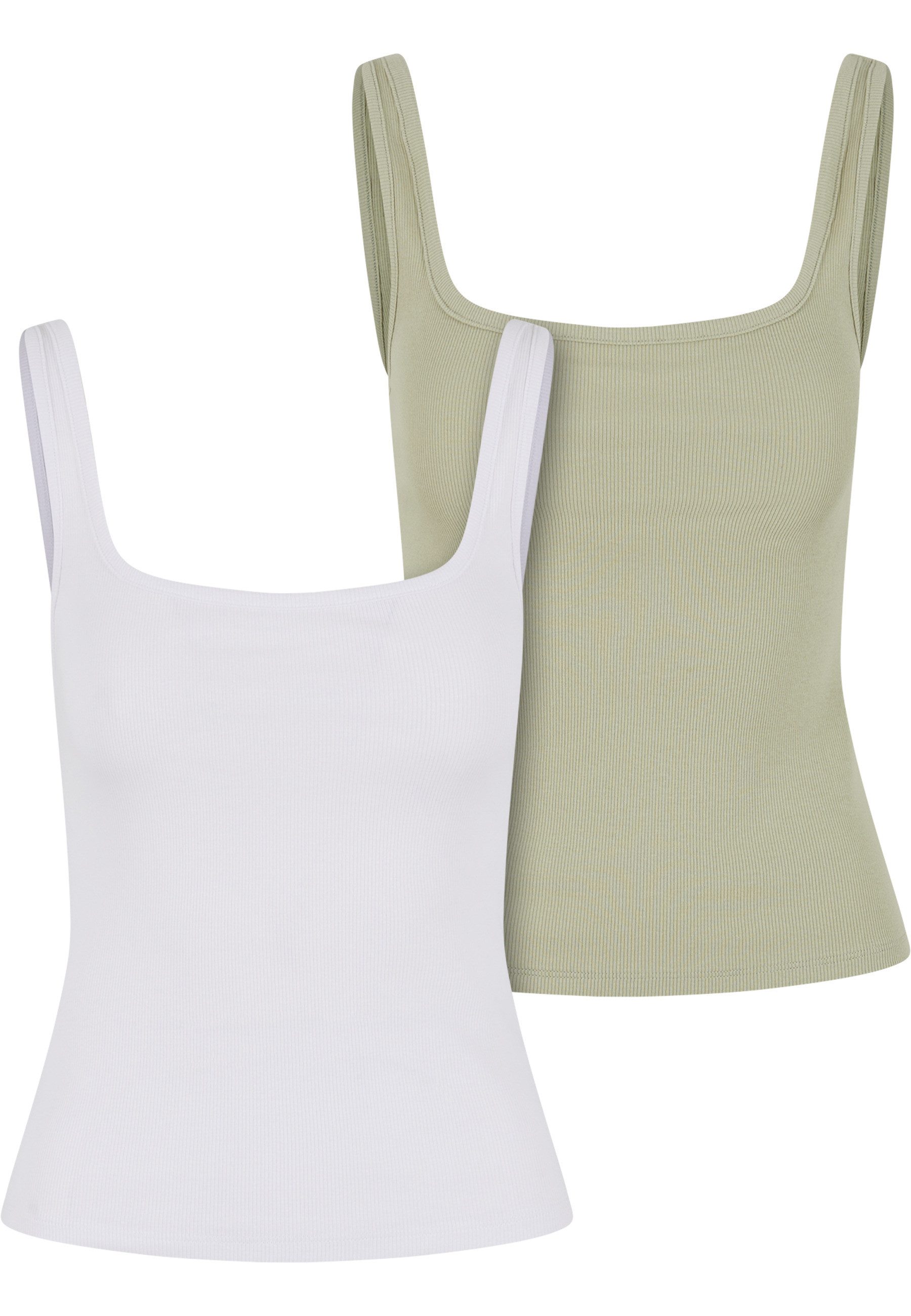 URBAN CLASSICS Muskelshirt Urban Classics Ladies Wide Neck Rib Top 2-Pack (1-tlg)