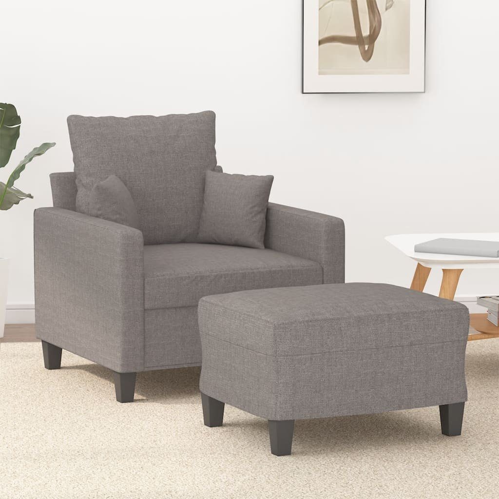vidaXL Sofa Sessel mit Hocker Taupe 60 cm Stoff