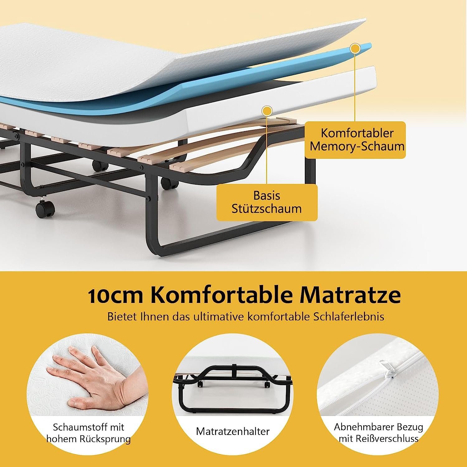 KOMFOTTEU Gästebett Klappbett 80×200cm, weiß günstig online kaufen