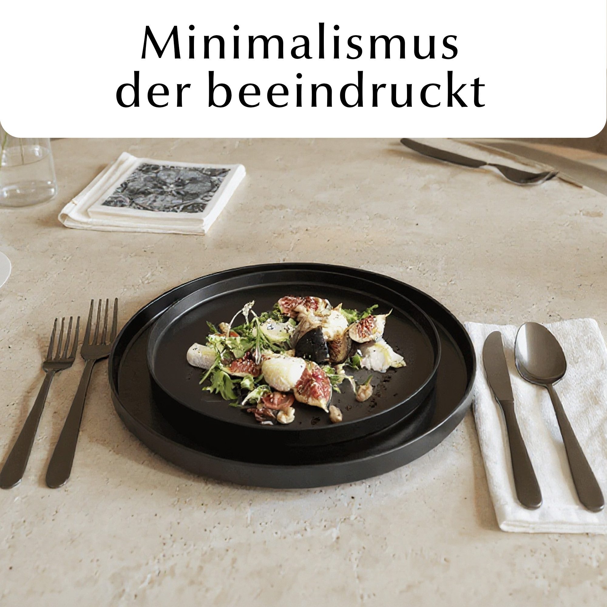 MiaMio Teller-Set Luxe Speiseteller 4er-Set Schwarz (4-tlg), Steingut