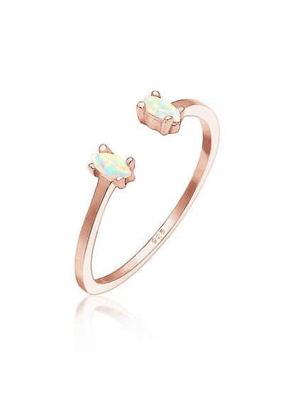 Elli Fingerring mit Opal Oval Offen Verstellbar 925 Silber