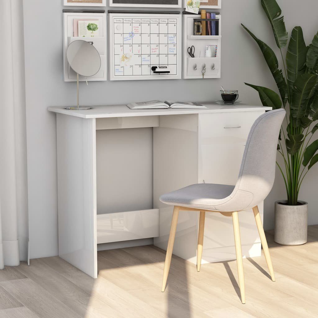 furnicato Schreibtisch Hochglanz-Weiß 100x50x76 cm Holzwerkstoff